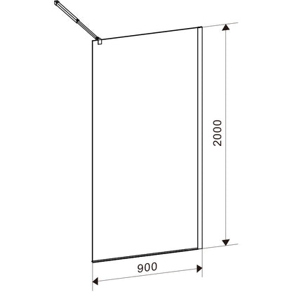 Panou dus Walk-In MBO-SH07C , 90x200cm, sticla securizata 8mm, finisaj gold