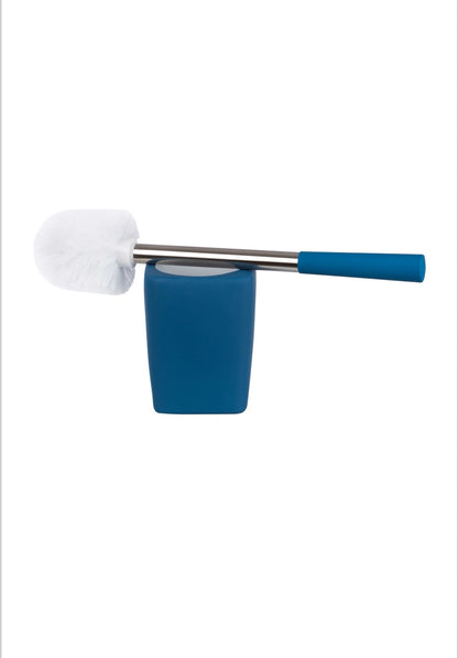 Set accesorii baie Tula, Pahar periute dinti, Sapuniera, Dispenser sapun lichid, Perie WC, ceramica cauciucata, albastru