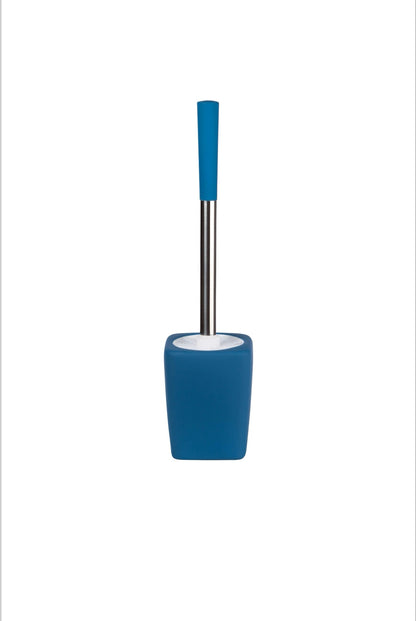 Set accesorii baie Tula, Pahar periute dinti, Sapuniera, Dispenser sapun lichid, Perie WC, ceramica cauciucata, albastru