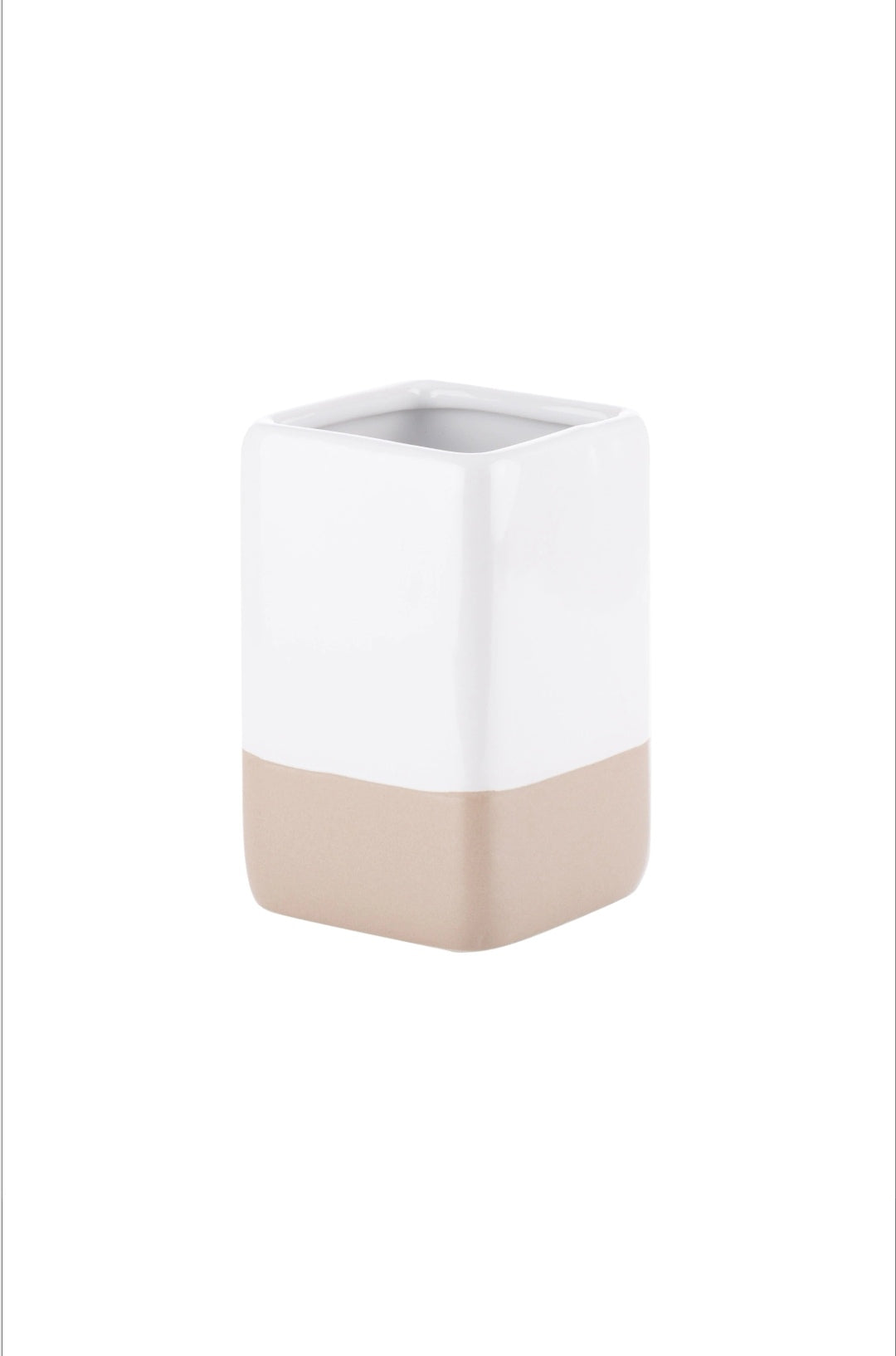 Set accesorii de baie Karo, ceramica, alb si bej