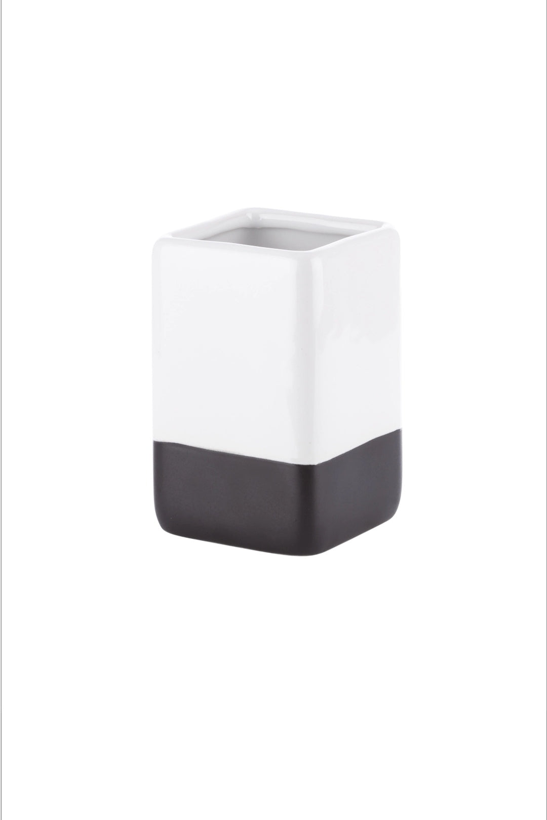 Set accesorii de baie Karo, ceramica, alb si negru