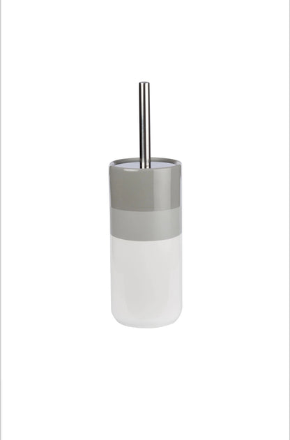 Set accesorii de baie Bora, ceramica, alb si gri
