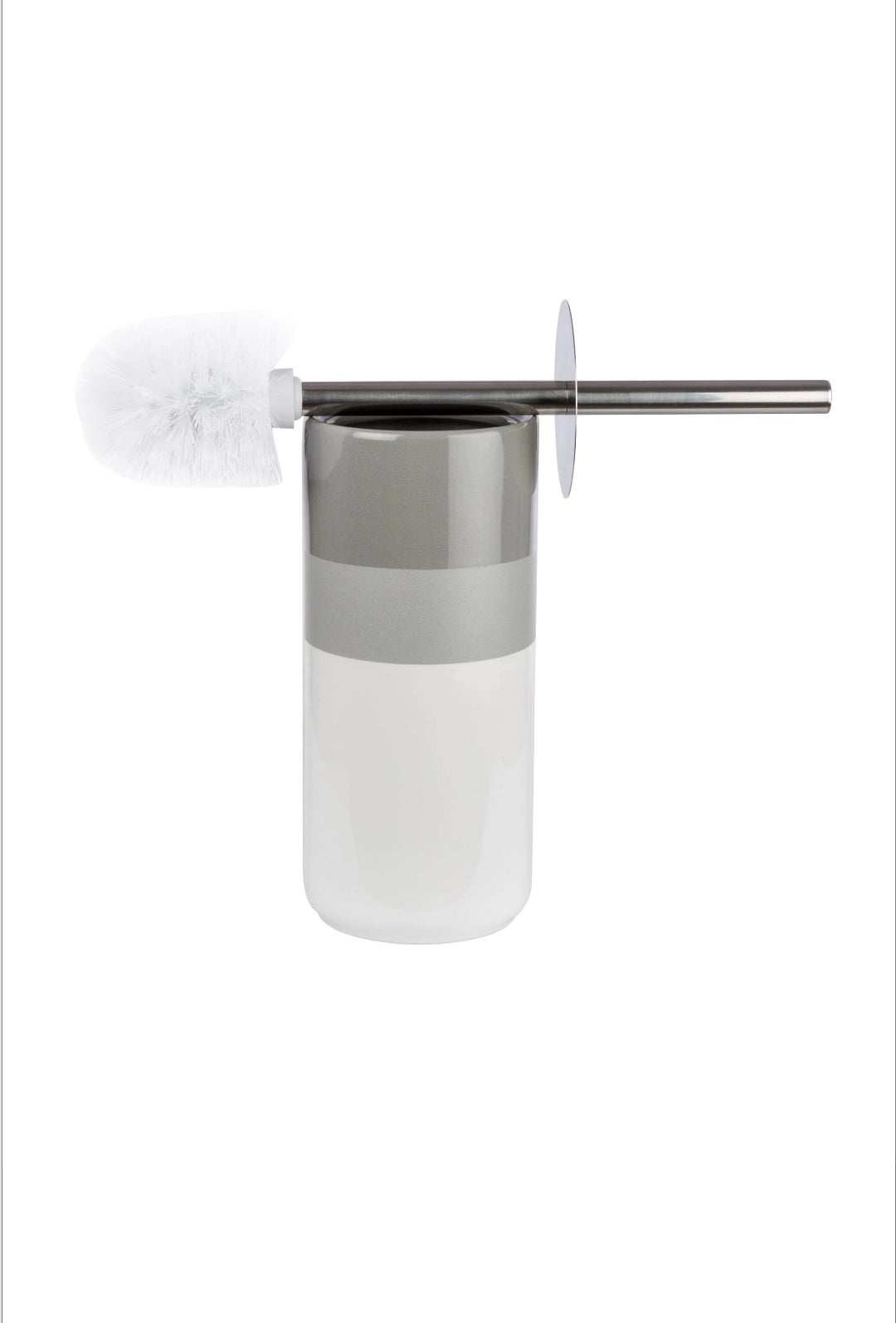 Set accesorii de baie Bora, ceramica, alb si gri
