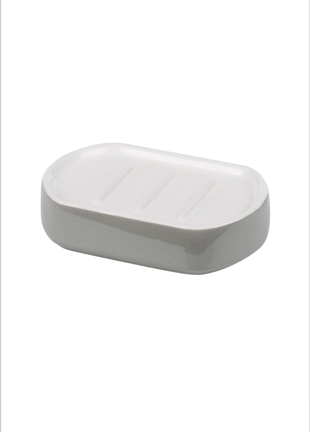 Set accesorii de baie Bora, ceramica, alb si gri