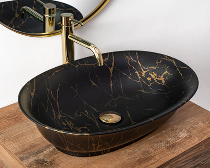 Lavoar blat Rea Roma Marble, 56x40cm, ceramica sanitara - MarbelOn