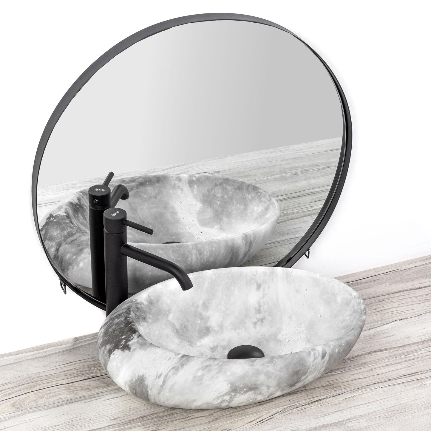 Lavoar blat Rea Roxy Stone Light Grey, 49x31cm, ceramica sanitara - MarbelOn
