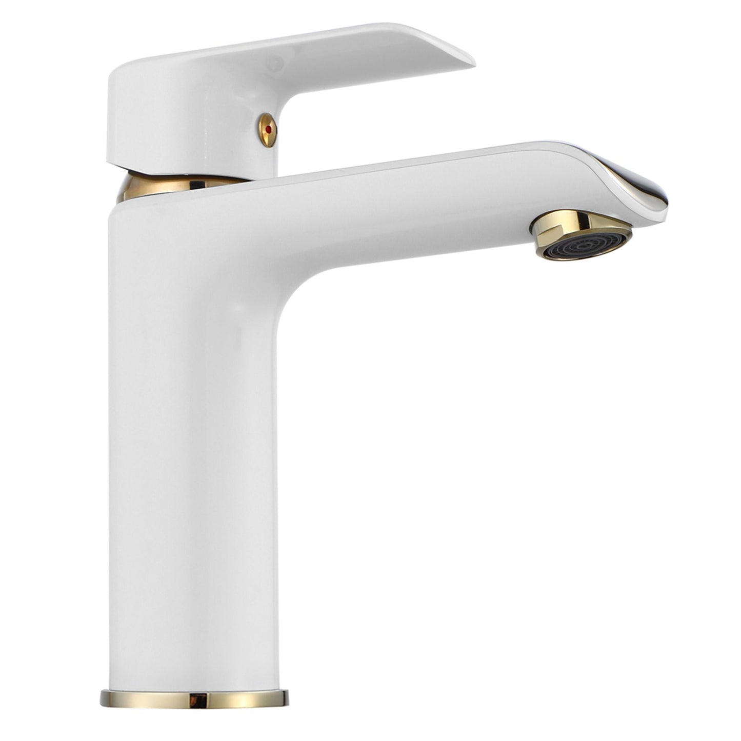 Baterie lavoar Rea Bloom White&Gold, 15.5 cm, alama, finisaj alb&auriu