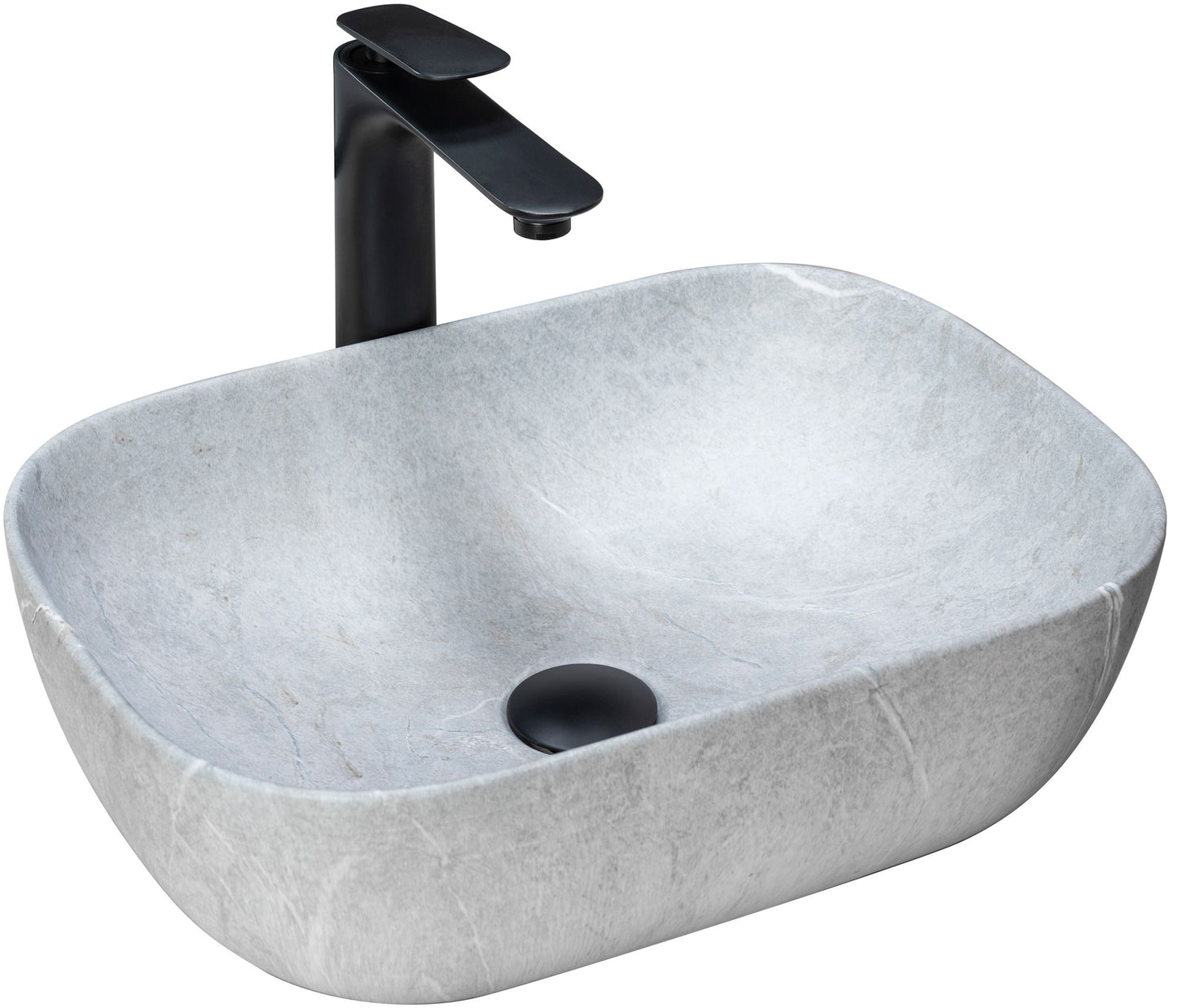 Lavoar blat Rea Livia Grey, 46.5x33.5cm, ceramica sanitara - MarbelOn