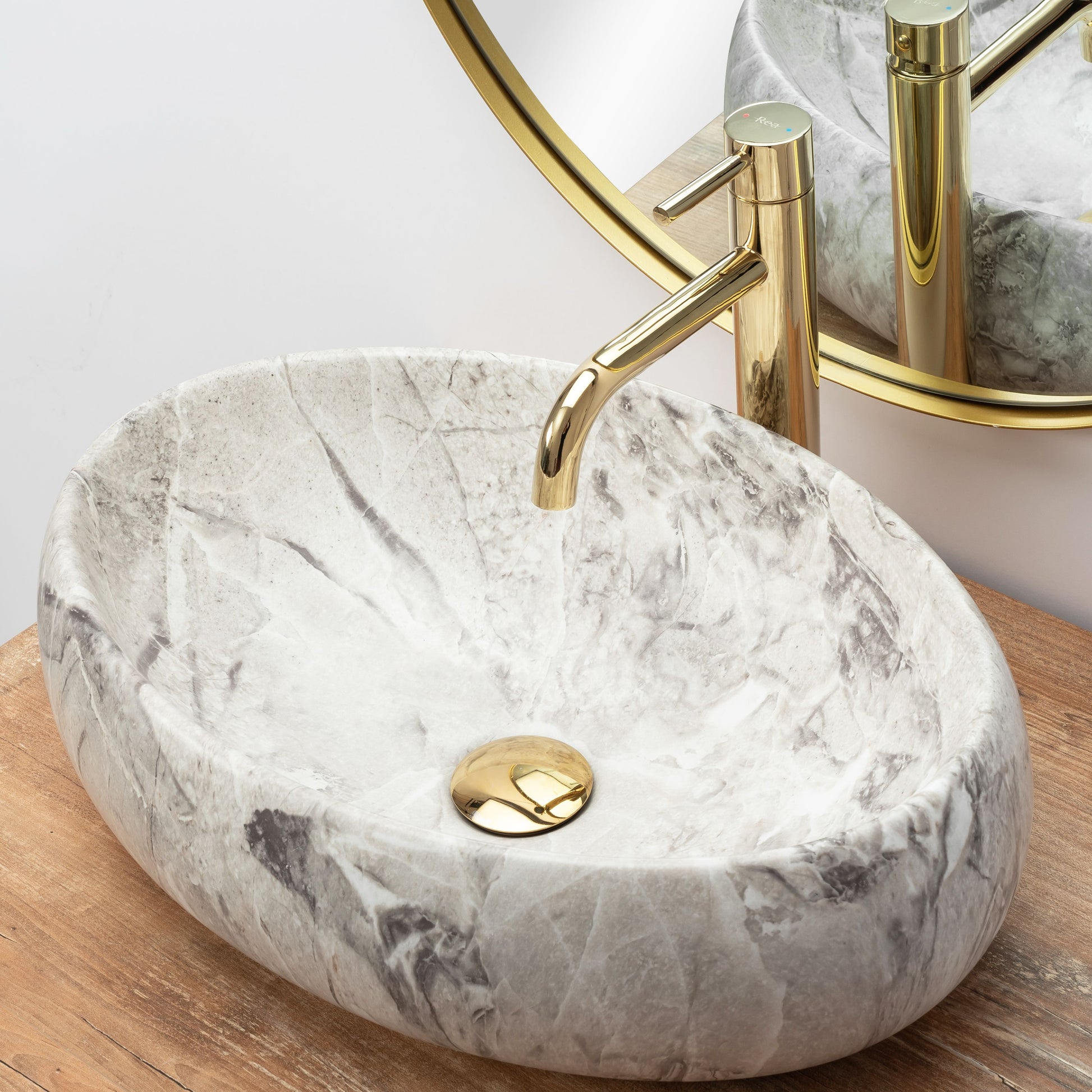 Lavoar blat Rea Linda Stone, 48.5x34cm, ceramica sanitara - MarbelOn