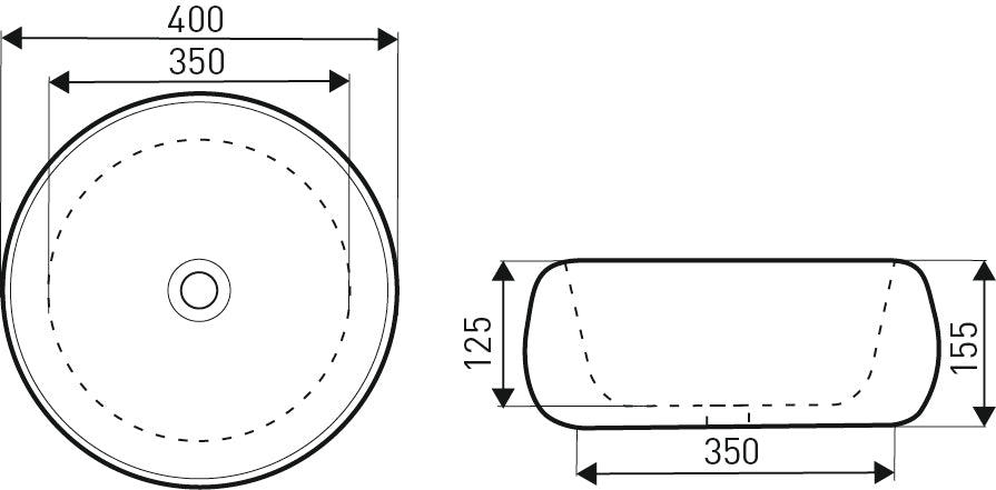 Lavoar blat KR-802, 40x40cm, ceramica sanitara
