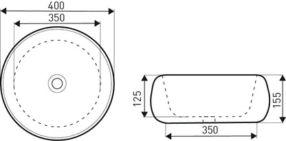 Lavoar blat KR-802, 40x40cm, ceramica sanitara