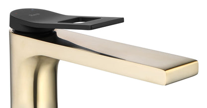 Baterie lavoar Rea Soul Gold, 14.5 cm, alama, finisaj negru mat&auriu