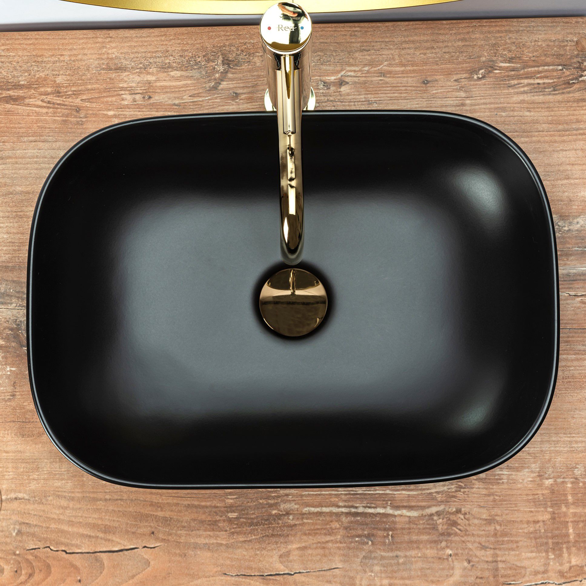 Lavoar blat Rea Belinda Black, 46.5X33.5cm, ceramica sanitara - MarbelOn