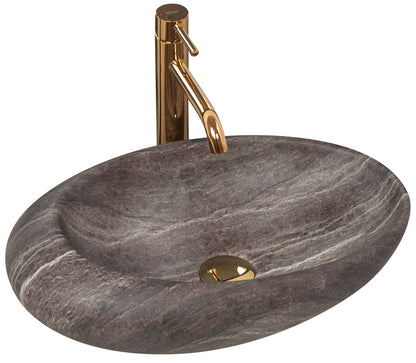 Lavoar blat Rea Roxy Stone Dark Grey, 49x31cm, ceramica sanitara - MarbelOn