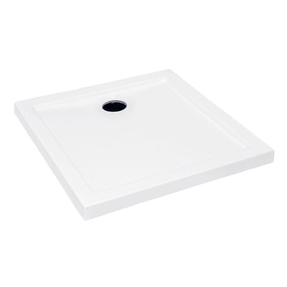 Cabina Dus Tomar, 80x80cm, cadita inclusa, finisaj negru mat, sticla securizata