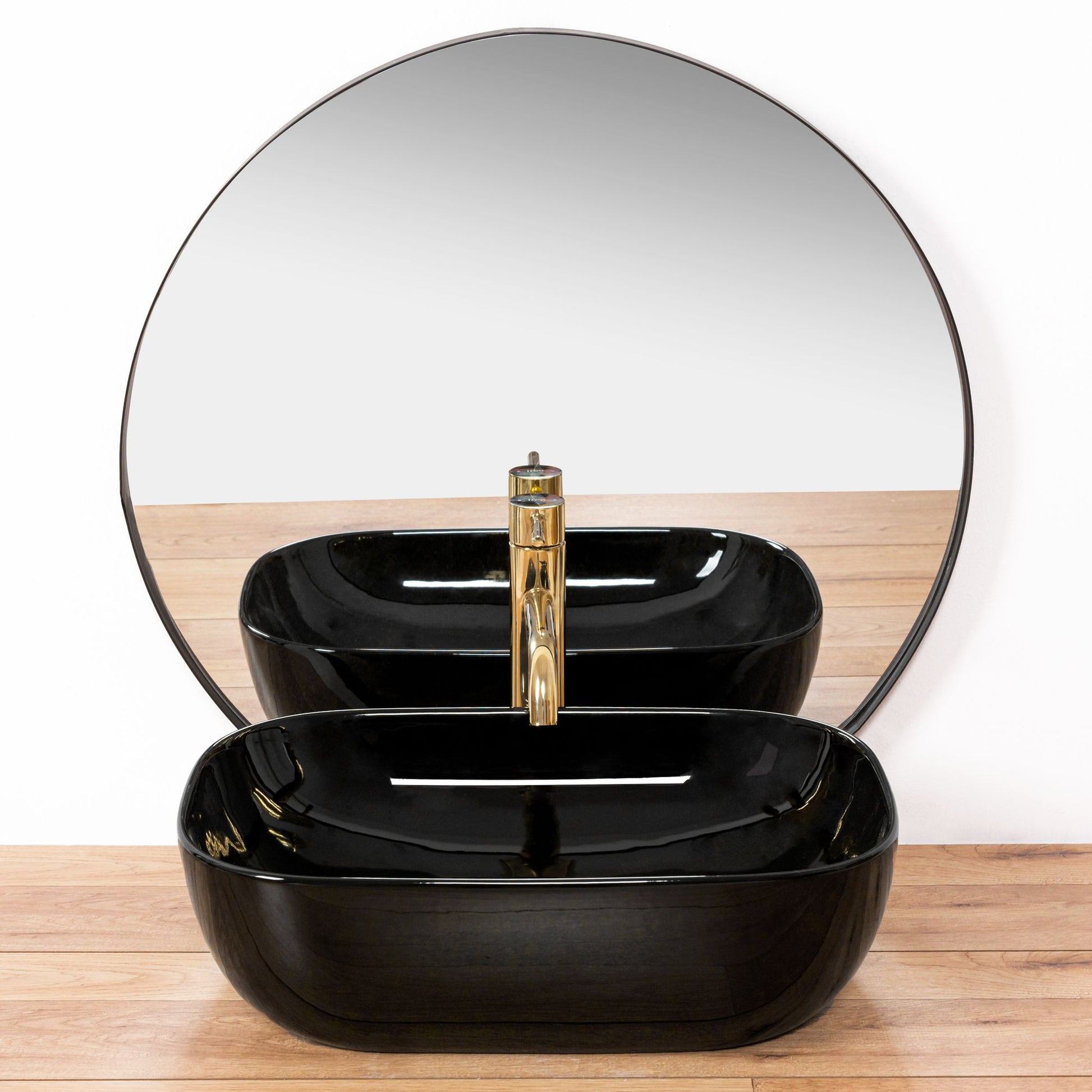 Lavoar blat Rea Belinda Black, 46.5x33.5cm, ceramica sanitara - MarbelOn