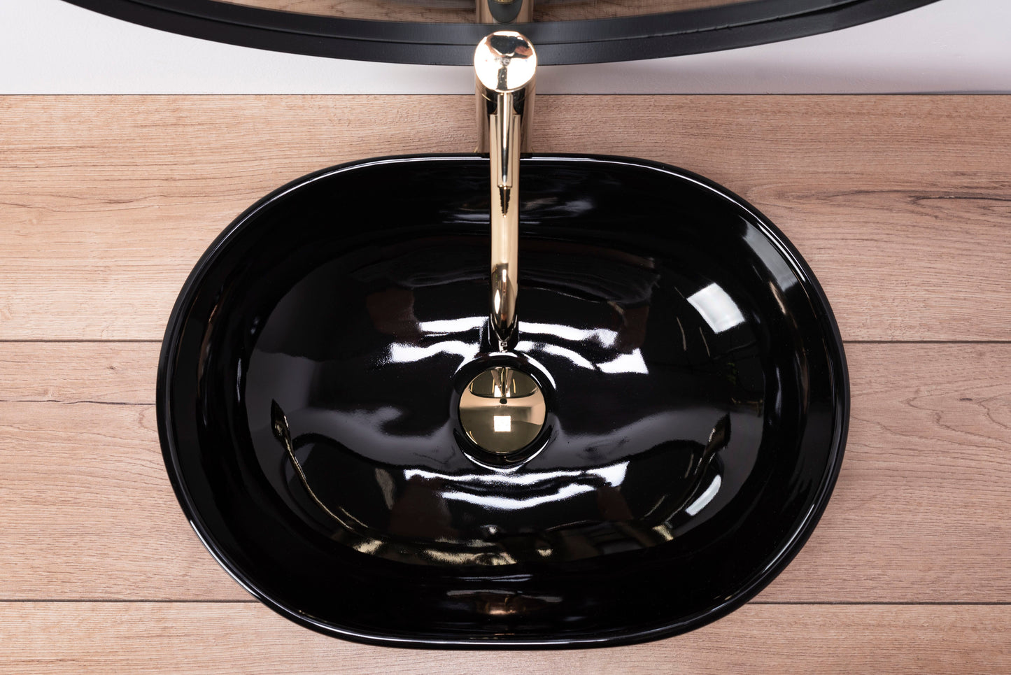 Lavoar blat Rea Amelia Black, 48x34.5cm, ceramica sanitara - MarbelOn