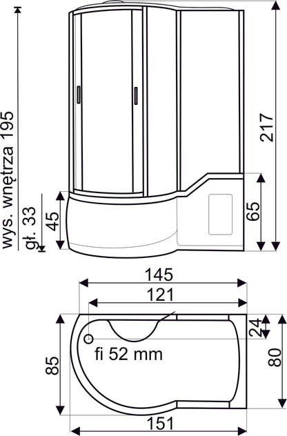 Cabina de dus cu hidromasaj Fantasia, panou de control, Led, radio, ventilator - MarbelOn