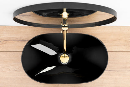 Lavoar blat Rea Royal Black, 60.5x36cm, ceramica sanitara - MarbelOn
