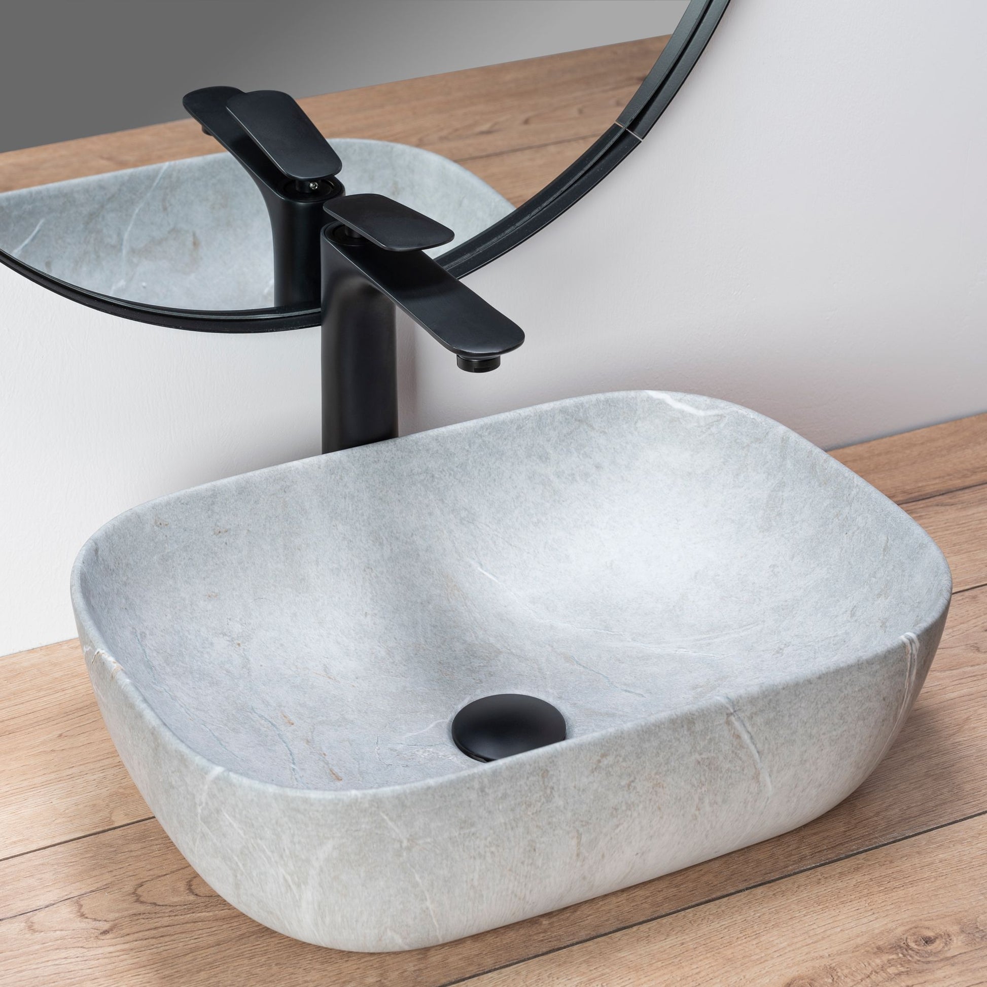 Lavoar blat Rea Livia Grey, 46.5x33.5cm, ceramica sanitara - MarbelOn