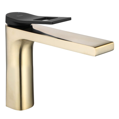 Baterie lavoar Rea Soul Gold, 14.5 cm, alama, finisaj negru mat&auriu