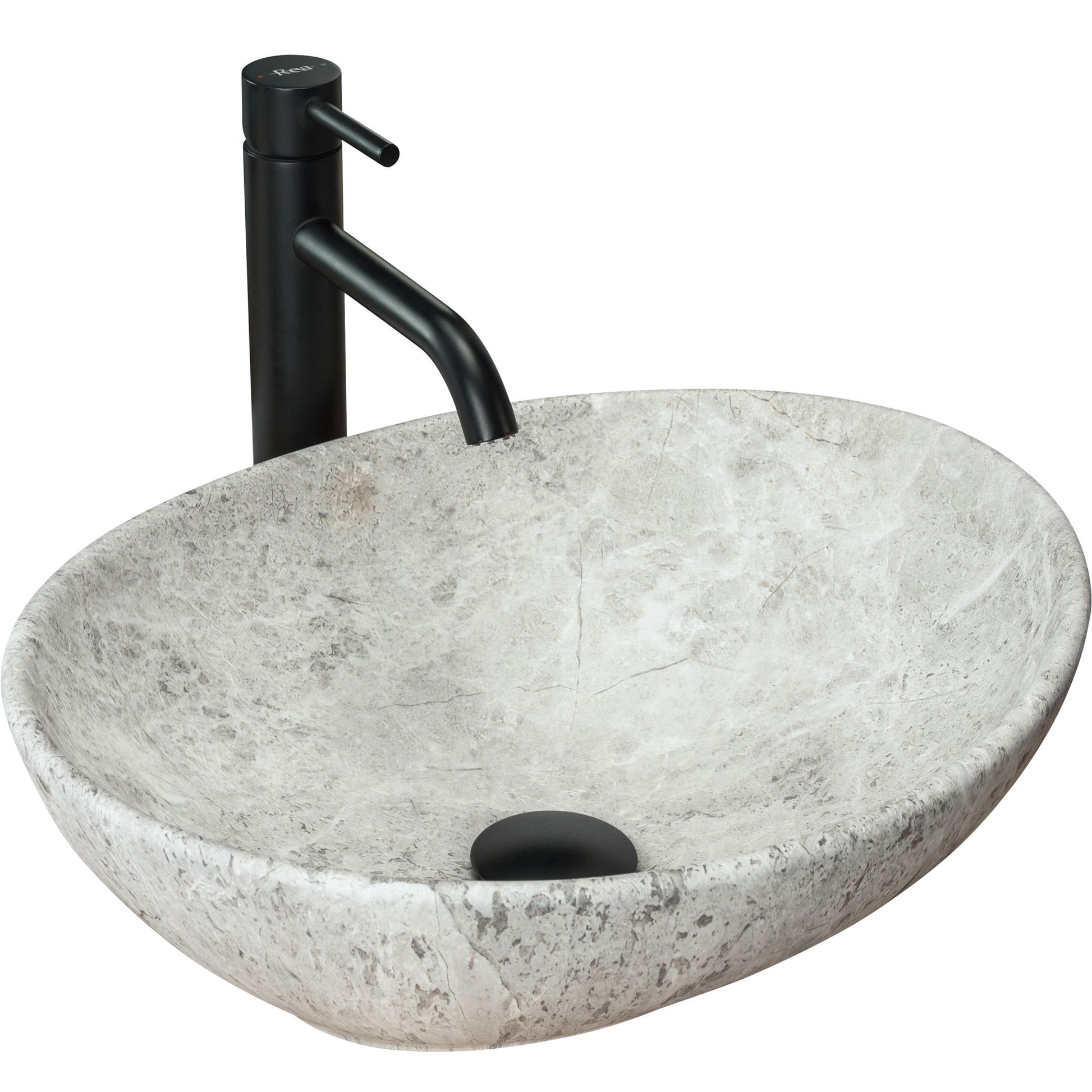 Lavoar blat Rea Sofia Light Stone, 41x34.5cm, ceramica sanitara - MarbelOn