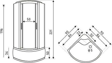 Cabina cu hidromasaj Silver Prime, 90x90cm, LED, ventilator