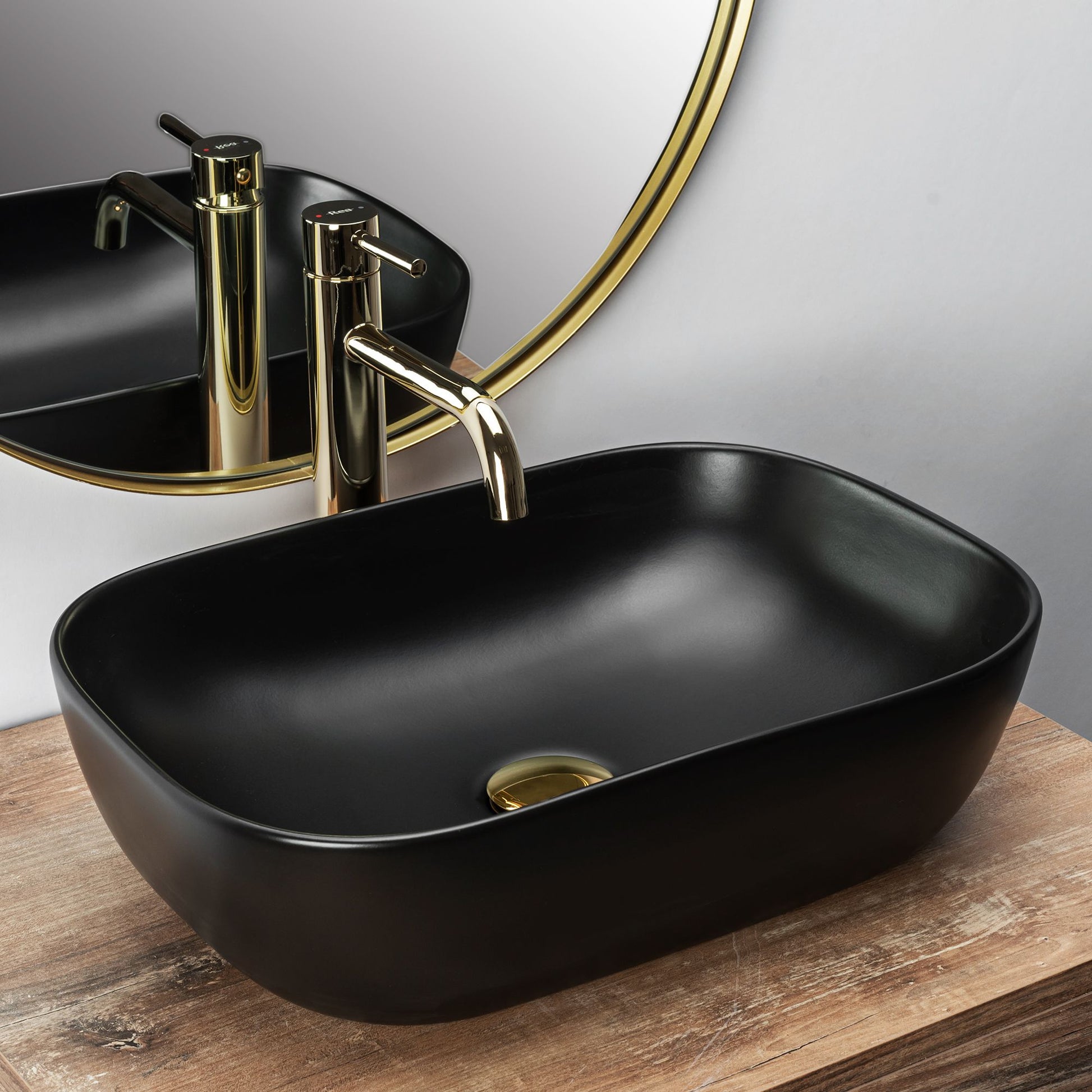 Lavoar blat Rea Belinda Black, 46.5X33.5cm, ceramica sanitara - MarbelOn