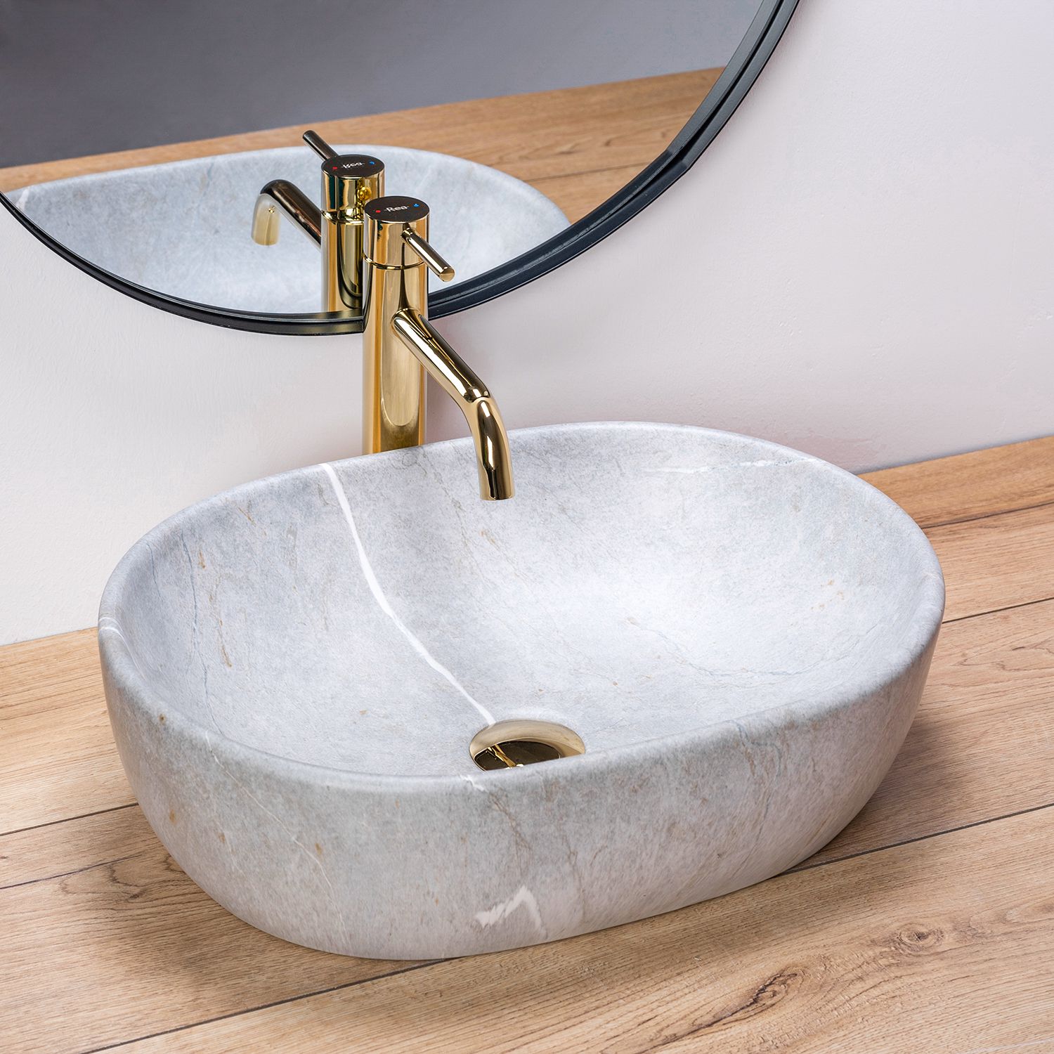 Lavoar blat Rea Lara Grey, 48.5x35cm, ceramica sanitara - MarbelOn