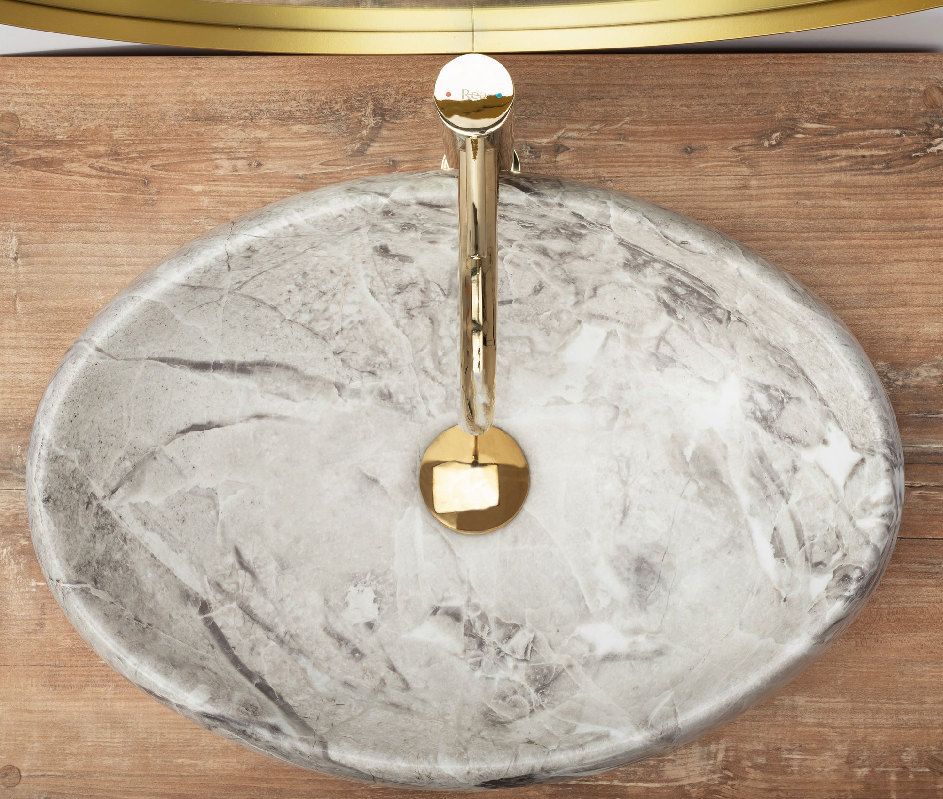 Lavoar blat Rea Linda Stone, 48.5x34cm, ceramica sanitara - MarbelOn