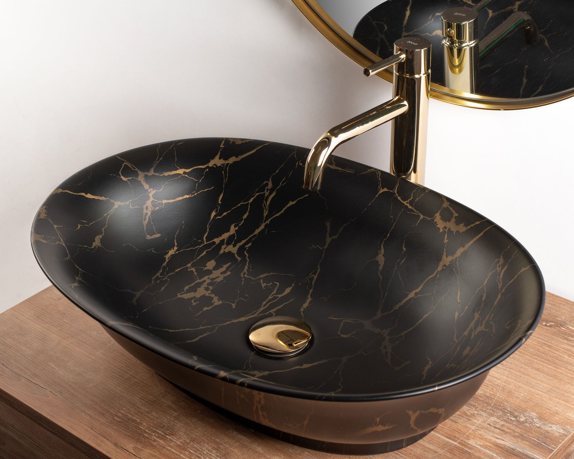 Lavoar blat Rea Roma Marble, 56x40cm, ceramica sanitara - MarbelOn