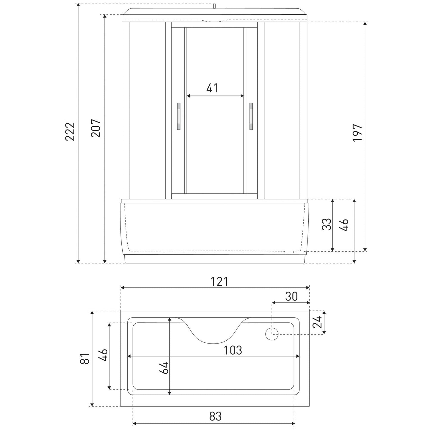 Cabina de dus cu hidromasaj XL 120, panou de control, Led, radio, ventilator