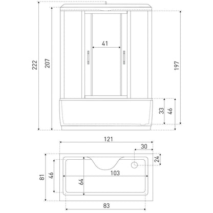 Cabina de dus cu hidromasaj XL 120, panou de control, Led, radio, ventilator